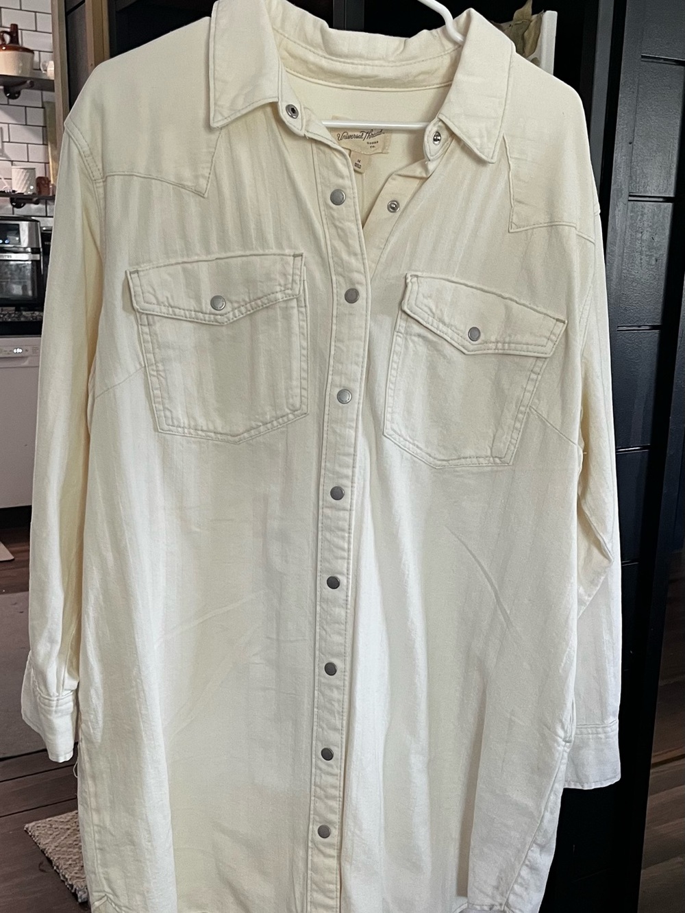 Universal Thread Cream Snap-Front Utility Shirt Dress NWT